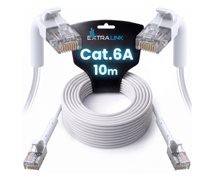 Kabel komputerowy ExtraLink Kat.6A U/FTP 10m 1Gbps Patchcord LAN miedź skrętka kątowy